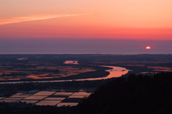 庄内平野の夕陽